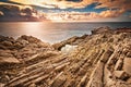 The Sicilian coast at sunset