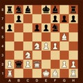 Sicilian Defence, Najdorf variant. Chess board with game vector illustration.