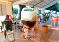 Sicilian Granita to coffee with cream top and bottom Sicily Italy