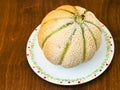 Sicilian muskmelon & x28;cantaloupe melon& x29; on plate