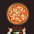 Sicilian pizza color flat icon