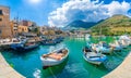 Sicilian port of Castellammare del Golfo, coastal village of Sicily island, province of Trapani, Italy Royalty Free Stock Photo