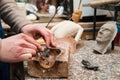 Sicilian puppet artisan at work