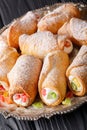 Sicilian sweet rolls cannoli with cheese cream and candied fruit