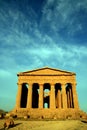 Sicily, ancient temple on blue eletric sky, Italy Royalty Free Stock Photo