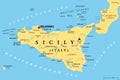 Sicily, autonomous region of Italy, political map Royalty Free Stock Photo