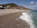 Sicily coast, Wave rushes ashore, Blue water and sky, Selective focus, Mediterranean sea, Concept holiday, travel in Europe Royalty Free Stock Photo