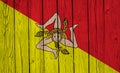 Sicily Flag Over Wood Planks Royalty Free Stock Photo