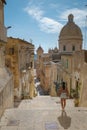 Sicily Italy, view of Noto old town and Noto Cathedral, Sicily, Italy. Royalty Free Stock Photo