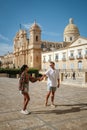 Sicily Italy, view of Noto old town and Noto Cathedral, Sicily, Italy. Royalty Free Stock Photo