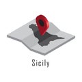 sicily map with map pointer. Vector illustration decorative design Royalty Free Stock Photo