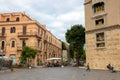 Sicily, Messina, Italy - September 26, 2023 - Street view in the city center of Messina next to the cathedral. City views, facades