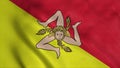 Sicily region flag, Italy, waving in the wind, background