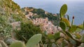 Sicily - Taormina aereal view with ancient greek theater