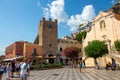 Sicily, Taormina, Italy - 28 September 2023. City views, facades, architecture and the most popular streets. Tourists at