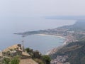Sicily Taormina View From From Castelmolla Over a Bay
