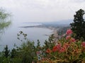 Sicily Taormina Mediterenian View From Giardini Della Villa Communale Towards Naxos