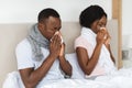 Sick african american man and woman got coronavirus or cold Royalty Free Stock Photo