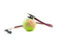 Sick apple with patches and stethoscope Royalty Free Stock Photo