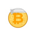 Sick bitcoin. Cryptocurrency bandaged. Concept BTC market decline