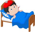 Sick boy lying in bed Royalty Free Stock Photo