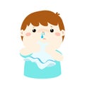 Sick boy runny nose . Royalty Free Stock Photo