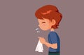 Sick Boy Sneezing Feeling Sick or Allergic Vector Illustration