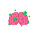 Sick brain. Diseased internal organ. Aching Viruses and bacteria