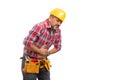 Builder with stomachache feeling nauseous Royalty Free Stock Photo