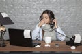 Sick business woman working hard at the office Royalty Free Stock Photo