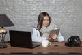 Sick business woman writing down on a message Royalty Free Stock Photo