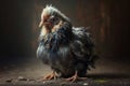 Sick chicken. Avian influenza bird flu concept created with Generative AI technology