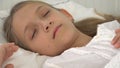 Sick Child Sleeping in Bed, Ill Kid, Little Girl in Hospital Medicine Pill Royalty Free Stock Photo