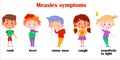 Sick children measles symptoms.