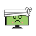 Sick computer. sore PC Emoji. Monitor in bandage. Vector illustration Royalty Free Stock Photo