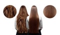 Sick, cut and healthy hair care keratin. Before and after treatment Royalty Free Stock Photo