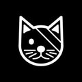 Sick cute cat simple vector icon. Black and white illustration of catvwith Bandaged eye. Outline linear veterinary icon. Royalty Free Stock Photo