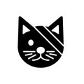 Sick cute cat simple vector icon. Black and white illustration of catvwith Bandaged eye. Solid linear veterinary icon.