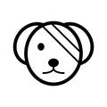 Sick cute dog simple vector icon. Black and white illustration of dog with Bandaged eye. Outline linear veterinary icon. Royalty Free Stock Photo