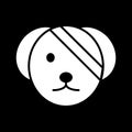 Sick cute dog simple vector icon. Black and white illustration of dog with Bandaged eye. Solid linear veterinary icon. Royalty Free Stock Photo