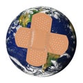 Sick earth with bandaid Royalty Free Stock Photo