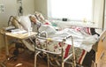 Sick, elderly senior woman in a hospital bed Royalty Free Stock Photo