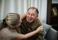 A sick elderly staying at a hospital Royalty Free Stock Photo