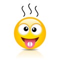 Sick emoticon with fever taking tablet Royalty Free Stock Photo