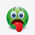 Sick emoticon with tongue out - vector illustration Royalty Free Stock Photo