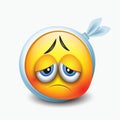 A sick emoticon who has toothache - emoji - vector illustration