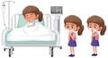 Sick girl in hospital bed Royalty Free Stock Photo