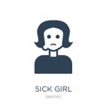 sick girl icon in trendy design style. sick girl icon isolated on white background. sick girl vector icon simple and modern flat