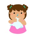 Sick girl runny nose . Royalty Free Stock Photo