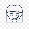 Sick girl vector icon on transparent background, linear